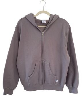 New Akimbo Zip Up Hoodie Sweatshirt  100% Cotton Lavender Fleece Baggy Alloy L